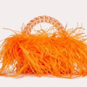 Orange Ostrich Feather Purse